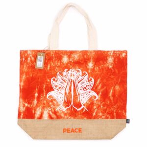 Geantă din Materiale Naturale - Portocaliu Spălat - Namaste Hand - Peace