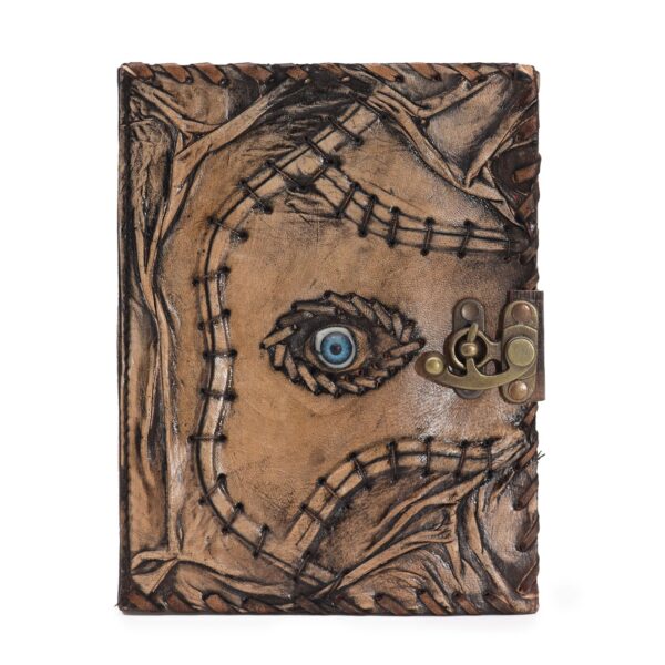 Agendă Maro Bej - Decor cu Ochiul Rău - 160 pagini cu margini zimțate - 20x15 cm