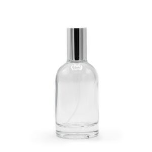 Flacon Rotund și Robust de 50 ml cu Pulverizator și Capac Argintiu