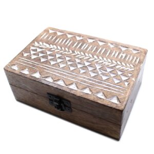 Cutii din Lemn - Alb Spălat - Model Aztec - Mari
