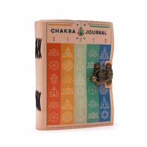 Agendă din Piele cu Culorile celor Șapte Chakre, cu Margini Zimțate (18x13cm)