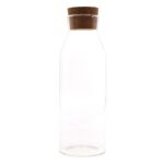 Borcan rustic din sticlă cu capac din plută, transparent – 25 cm