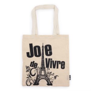 Geantă Tote Basic Iconică – Joie de Vivre – (40x36cm) – Natural 4oz