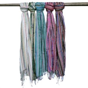 Eșarfe Indiene Boho - 22x72cm - Diverse Culori cu Fir Auriu