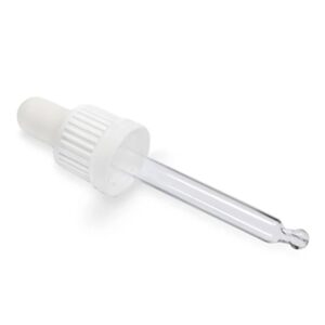Pipetă Albă din Sticlă  T/E pentru Sticlă cu Picurător de 30 ml, 18 mm