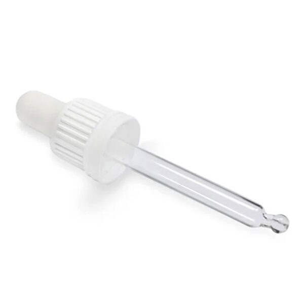Pipetă Albă din Sticlă T/E pentru Sticlă cu Picurător de 10 ml, 18 mm