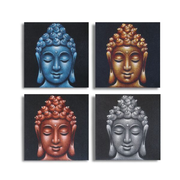 bG9jYWw6Ly9tZWRpYS9ITi9FRC82MFIzMEMxRzZSVktFREhOL2NmNmI1MTg5LmpwZWc Set 4 Tablouri Buddha Detaliu Nisip 40x40cm