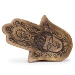 Tavă Lungă 30x20.5x2.5cm - Formă Hamsa cu Buddha Gravată Neagră