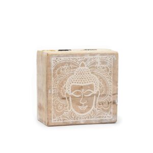 Cutie Mică Pătrată 10x10x4.2cm - Fața Buddha Albă