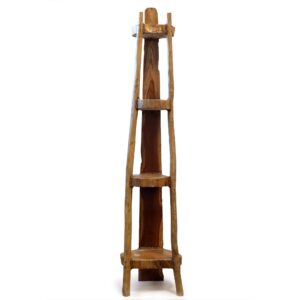 Suport din Tec Natural cu 4 Rafturi - Înălțime 135 cm - ușoare urme de mucegai