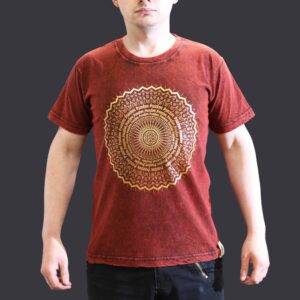 Tricou Stone Wash - Mandala - Maro (S)