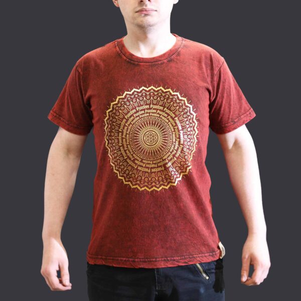 Tricou Stone Wash - Mandala - Maro (S)