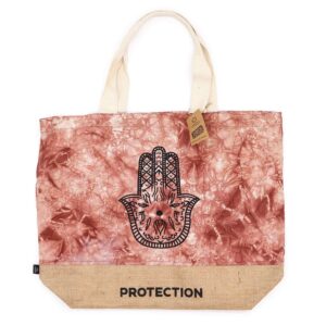 Geantă din Materiale Naturale - Cărămiziu Spălat - Hamsa - Protecție