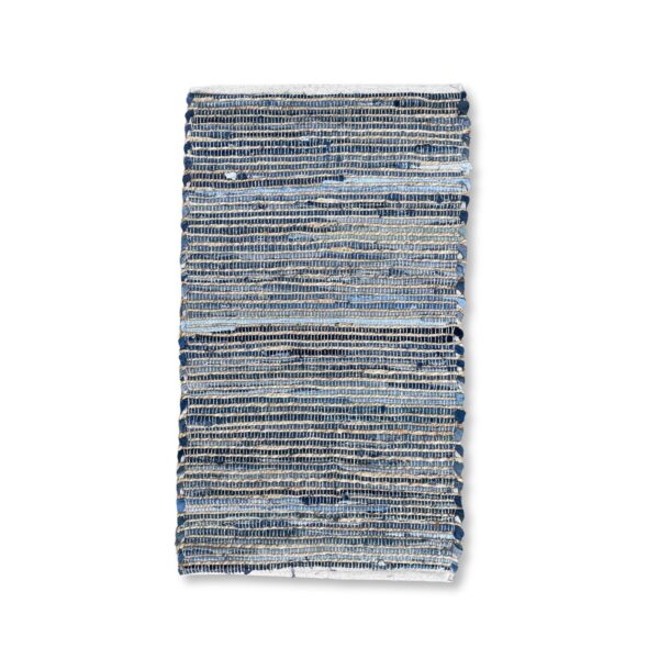 Covor Mic din Iută și Bumbac Reciclat - 90x150 cm - Albastru