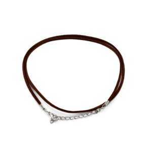 Pachet de Șnururi din Piele Întoarsă cu Închidere -  2.5mm x 55cm - Maro Închis A010