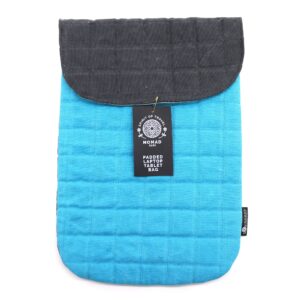 Husă laptop căptușită stonewash, turcoaz, bumbac 14oz