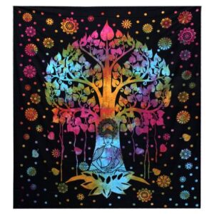 Cuvertură Simplă din Bumbac pentru Pat - Arborele Bodhi