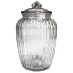 Borcan din sticlă pentru bomboane - cu creștături 15×24,5 cm