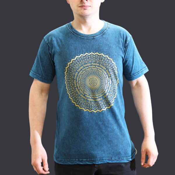 Tricou Stone Wash - Mandala - Albastru (S)