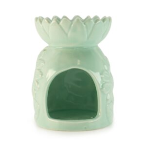 Arzător ceramic de ulei – floarea-soarelui, verde pastel