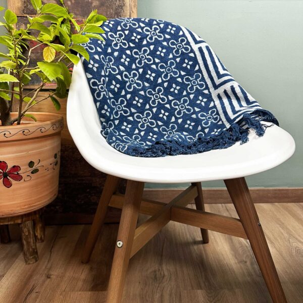 Cuvertură Indigo Realizată Manual - 170x120cm - Gresie Kasba