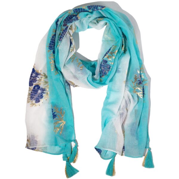 Nomad Sari – Eșarfă de Vară – 180x50cm – Aqua Fish – Turcoaz