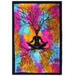 Cuvertură de Pat Simplă din Bumbac + Peretar - Arborele Yoga