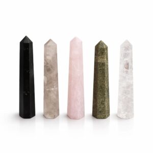 Obelisc din Piatră Prețioasă cu Șase Fețe aprox. 11 cm – Cuarț Roz