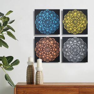 Set 4 Tablouri Mandala Detaliu Brocart 30x30cm