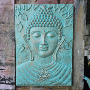 Buddha Mare, Cadru din Ciment Fibroros, Relief din Turcoaz - 0,7x1m