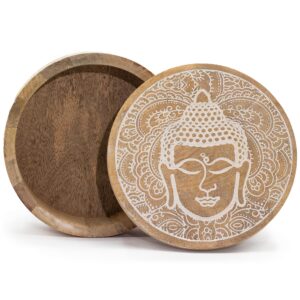 Cutie Mare rotundă 17.5x7.5cm - Fața Buddha Albă