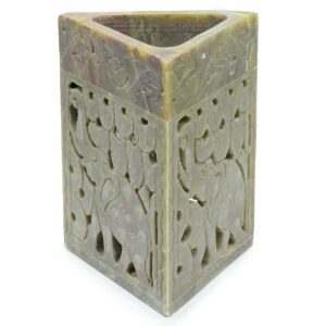 Arzator lampă din steatit pătrată 11x9 cm - Elefant