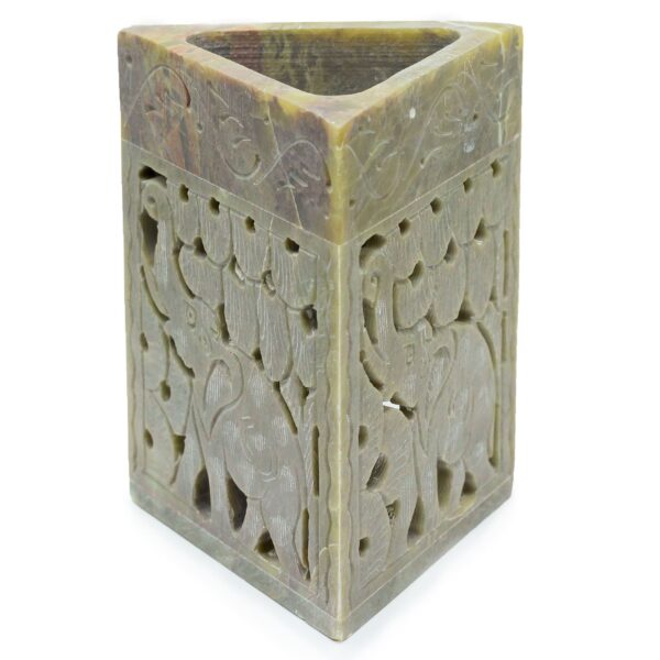 Arzator lampă din steatit pătrată 11x9 cm - Elefant