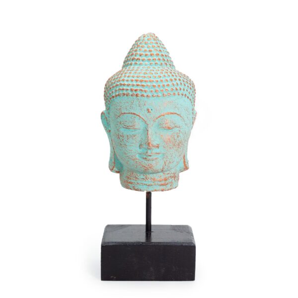 bG9jYWw6Ly9tZWRpYS9IUy8yRC82MFIzMEMxSDc0UzMyREhTLzU0MGY3MjEwLmpwZWc Cap Buddha Liniștit pe suport – Cupru Verde