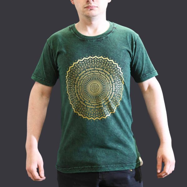 Tricou Stone Wash - Mandala - Verde (S)