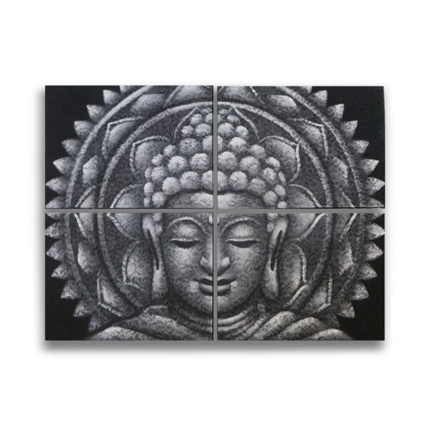 bG9jYWw6Ly9tZWRpYS9IUy9FRC82MFIzMEMxRzZSVktFREhTL2FhOTQ5ODQ0LmpwZWc Detaliu Tablou Mandala Buddha Gri Brocart 30x40cm x 4