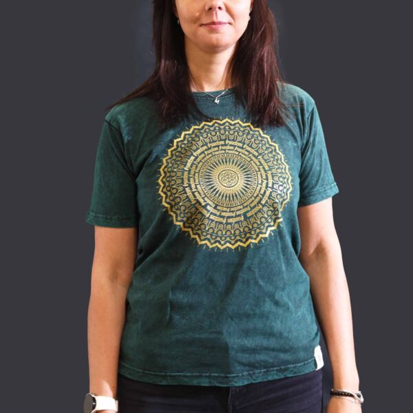 Tricou Stone Wash - Mandala - Verde (M)