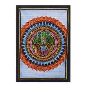 Tablou Textil Pictat Manual din Bumbac - Hamsa