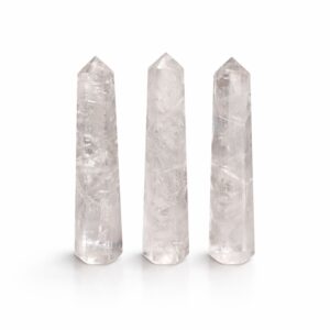 Obelisc din Piatră Prețioasă cu Șase Fețe aprox. 11 cm – Cuarț Transparent