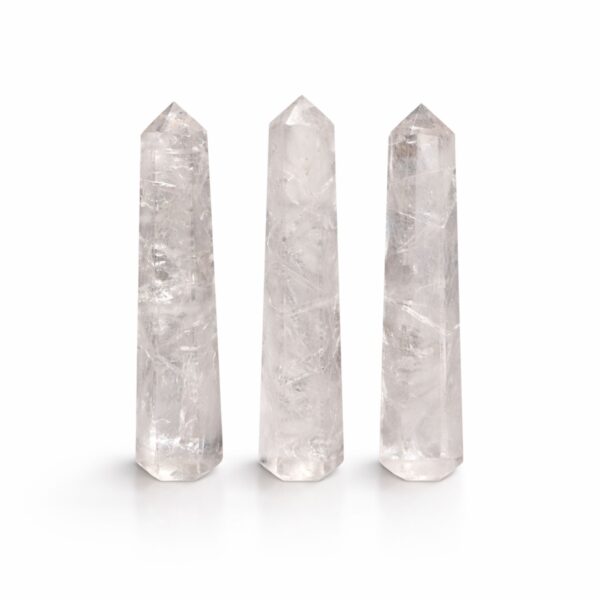 Obelisc din Piatră Prețioasă cu Șase Fețe aprox. 11 cm – Cuarț Transparent