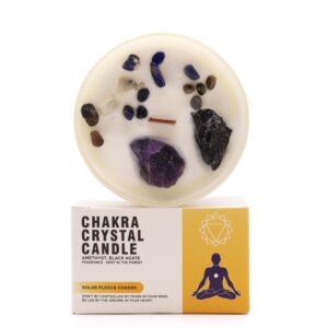 Lumânare chakra cu pietre prețioase pentru chakra plexului solar - 360 g