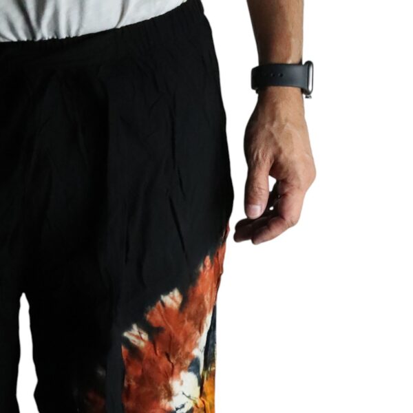 Pantaloni Lejeri în Stil Japonez – Mărime Mare – Negru Ciocolatiu / Portocaliu