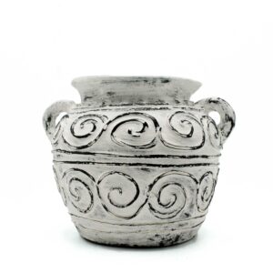 Ghiveci de Lut Grecesc cu Mânere - Crem 15cm