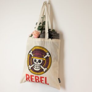 Geantă Tote Basic Iconică – REBEL – Natural 4oz (40x37 cm)