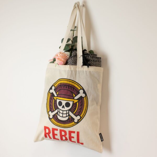 Geantă Tote Basic Iconică – REBEL – Natural 4oz (40x37 cm)