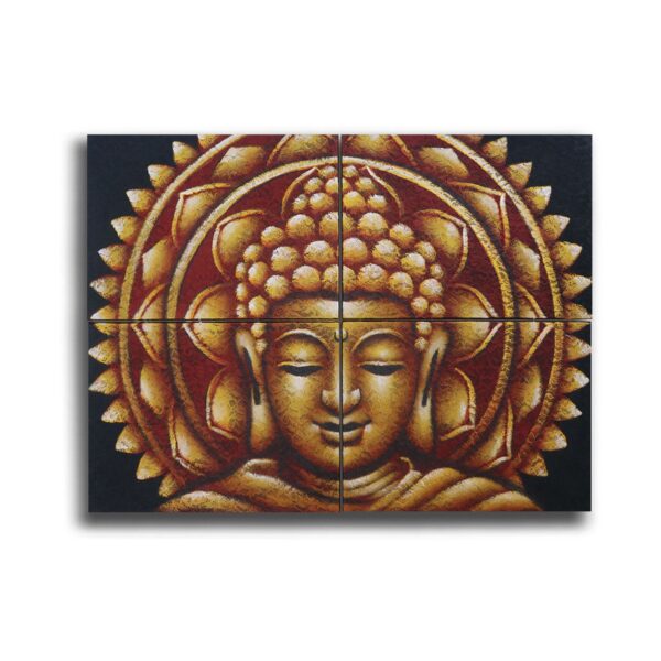 bG9jYWw6Ly9tZWRpYS9TSC9FRC82MFIzMEMxRzZSVktFRFNILzIyZTg2NTM3LmpwZWc Detaliu Tablou Mandala Buddha Auriu Brocart 30x40cm x 4