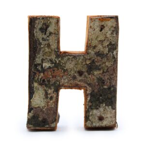 Literă din Scoarță Rustică - "H"  - 7cm