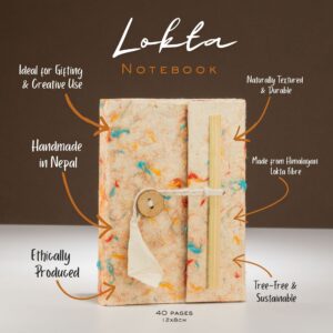 Jurnal Lokta Bumbac Colorat – Mini (12x8 cm), 40 file
