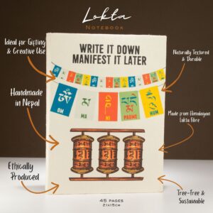 Jurnal Lokta Inspiration – Mare (21x15 cm), 45 file – Write it Down – cu semn de carte inclus