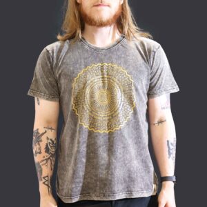 Tricou Stone Wash - Mandala - Gri Închis (L)